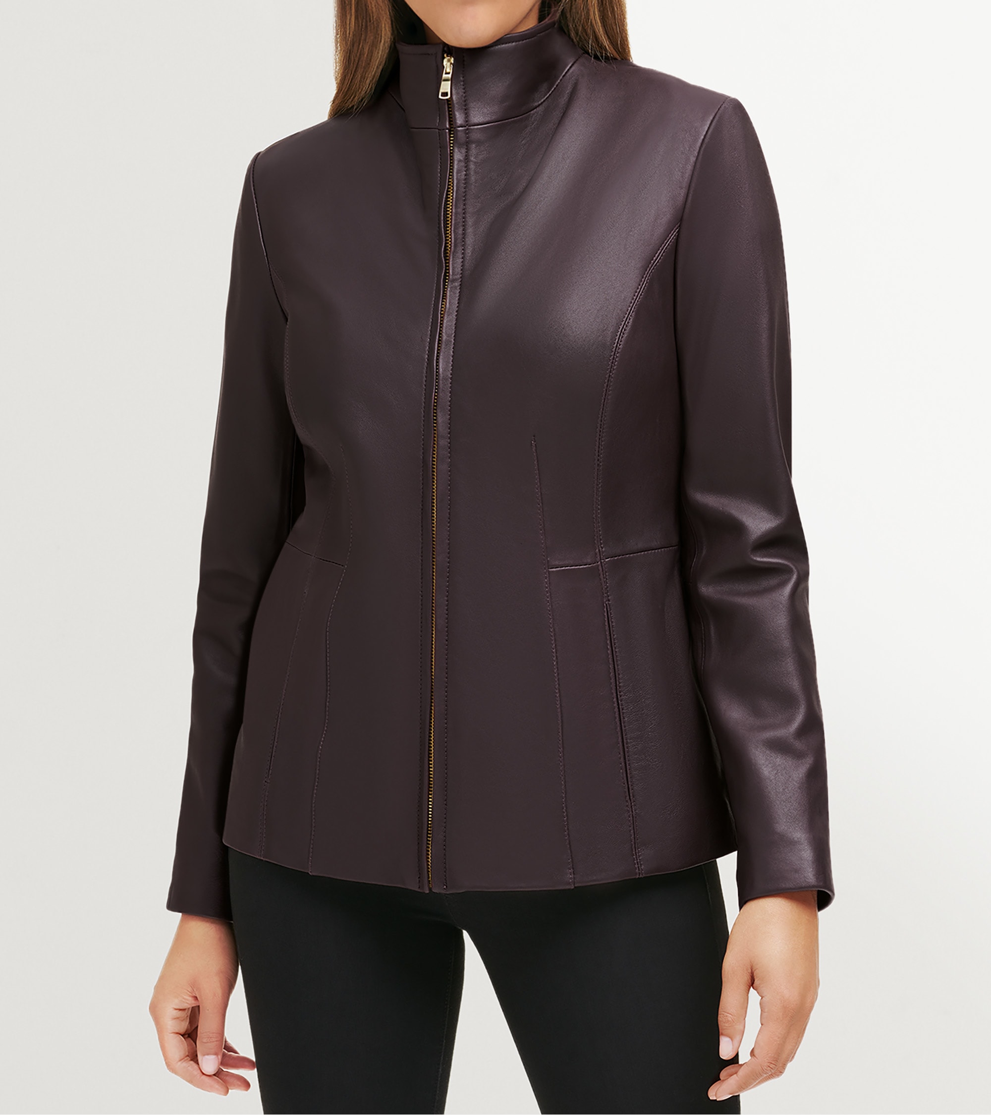 Cole Haan Women's Wing Collar Leather Jacket