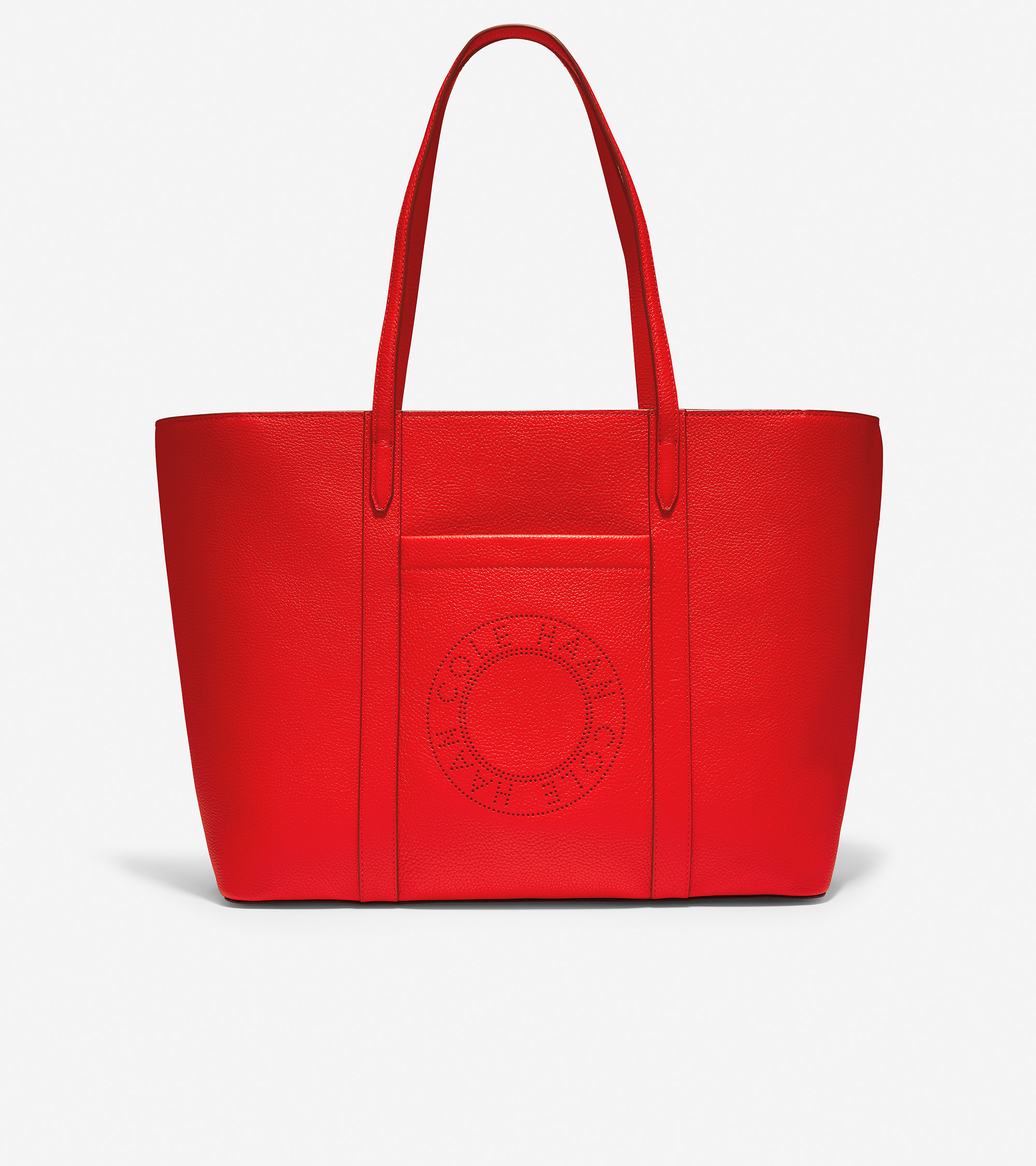 Leather Zip Top Tote in RED Cole Haan