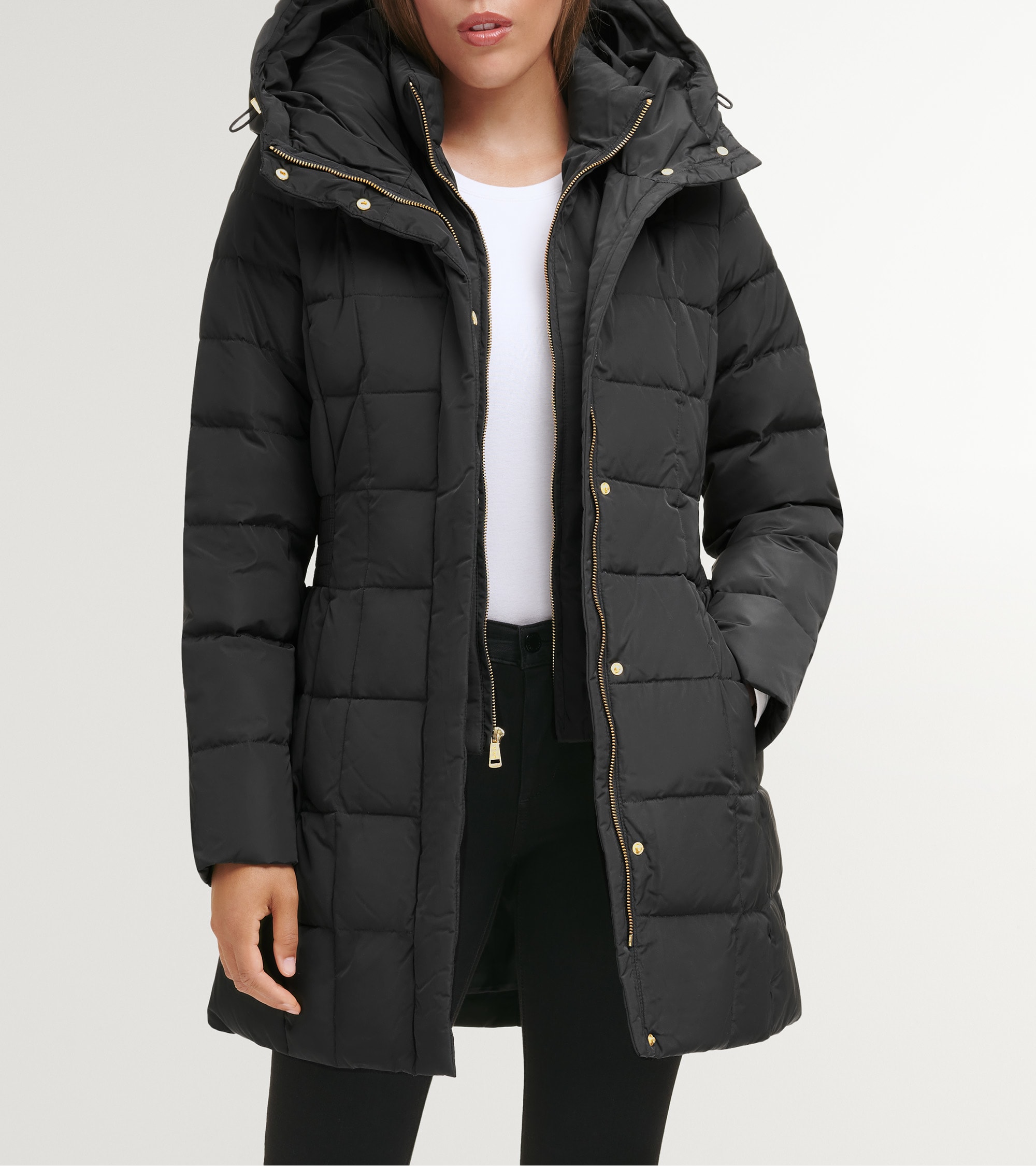 Cole haan hooded down maxi puffer coat best sale