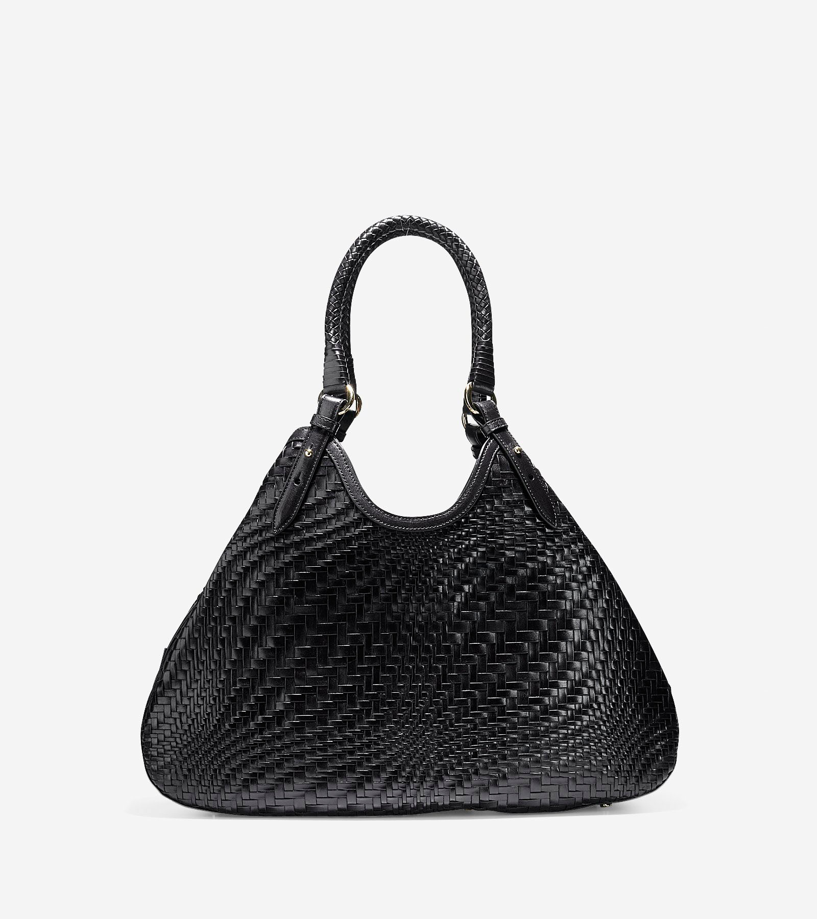 Genevieve Weave Large Triangle Tote in Black Cole Haan