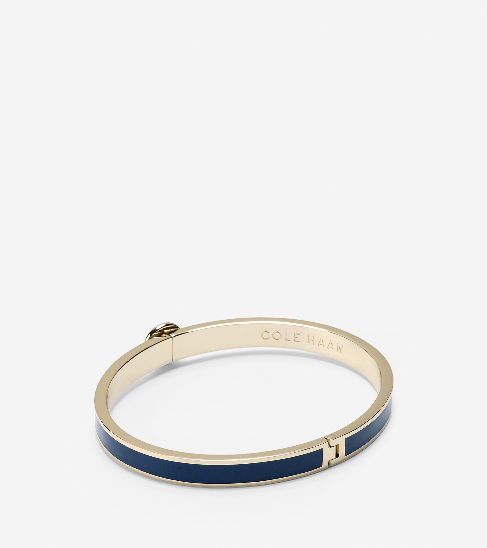 Logo Hinge Bangle in Gold-Blazer Blue Enamel | Cole Haan