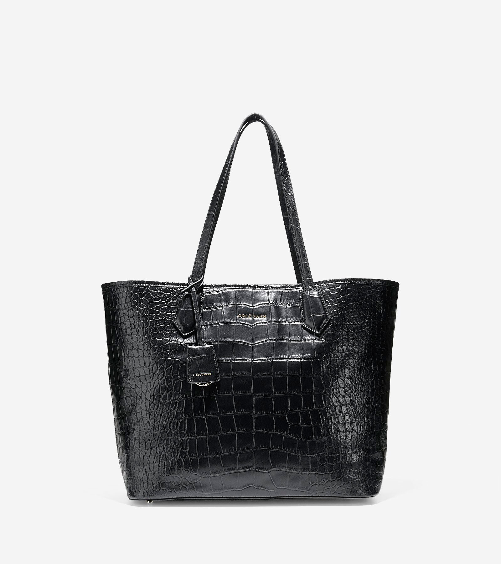 Cole Haan Black Faux Croc hotsell Hobo Bag