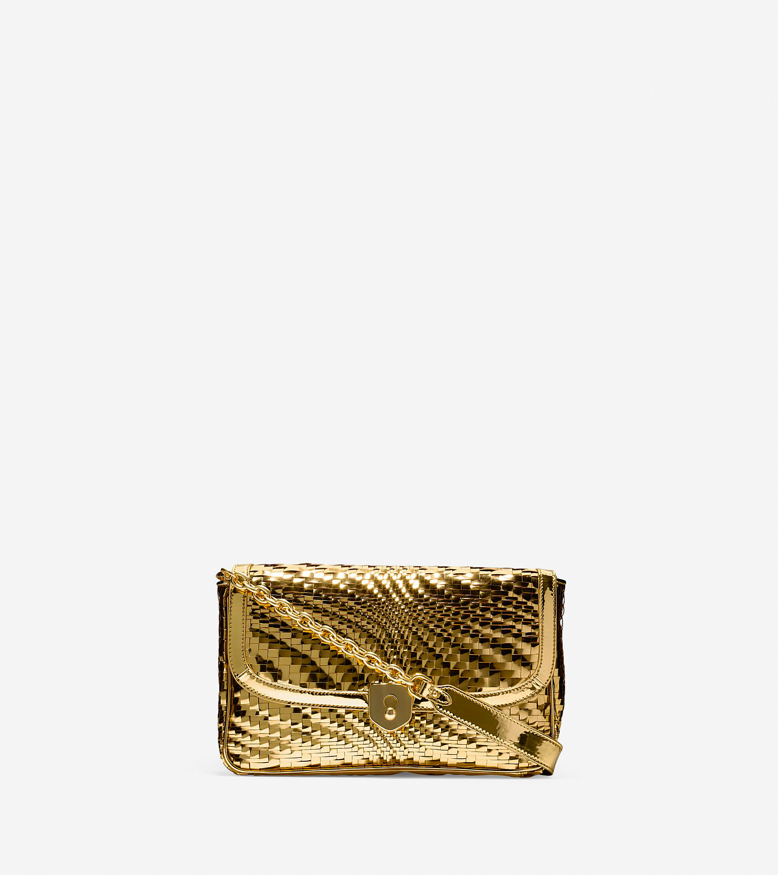 COLE HAAN TRI-COLOR selling METALLIC GOLD CLUTCH WRISTLET